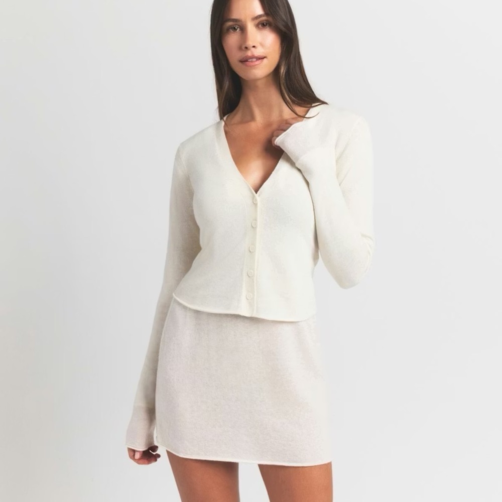 NWT Skims featherweight Cashmere cardigan women's size large in egret  ivory